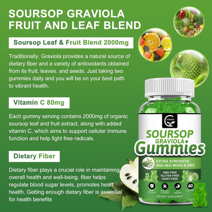 Gomitas de Graviola Soursop - 2200mg – Vitamina C: contribuye al funcionamiento normal del sistema inmunitario, a – Image 3