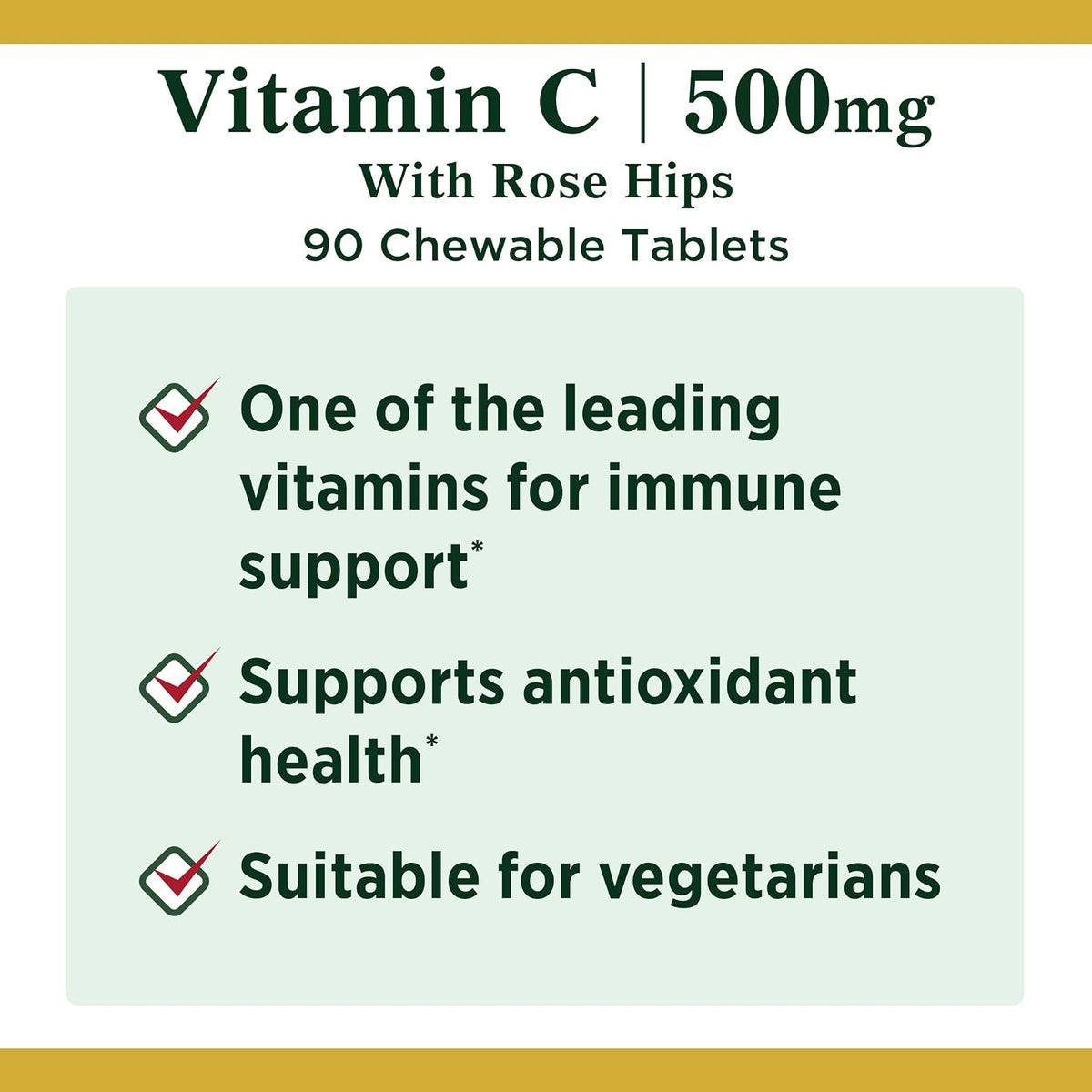 Nature's Bounty Vitamina C 500 mg con Rosa Mosqueta Comprimidos Masticables Sabor Naranja (Envase de 2 x 90) – Image 3