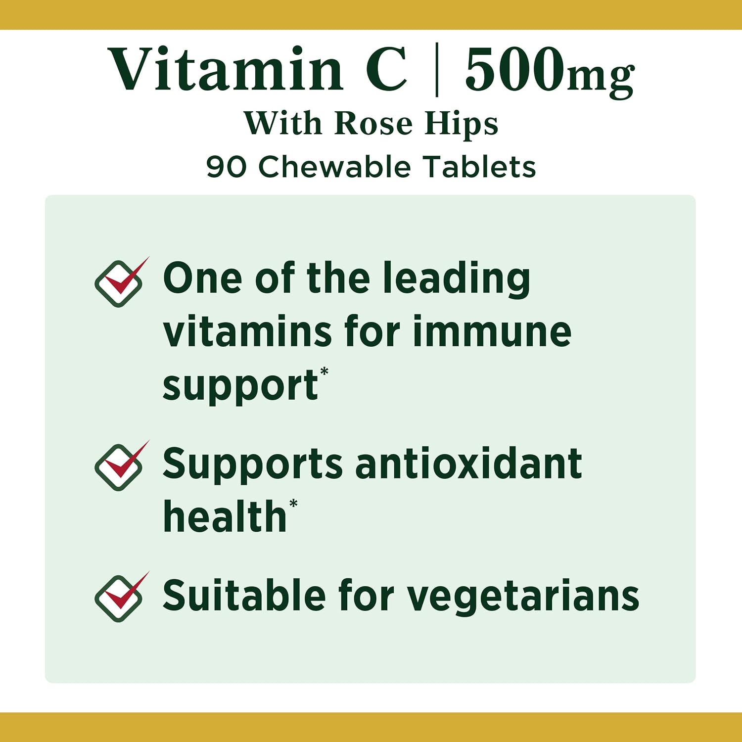 Nature's Bounty Vitamin C 500 mg with Rose Hips Chewable Tablets Orange Flavor (Pack of 2 x 90)