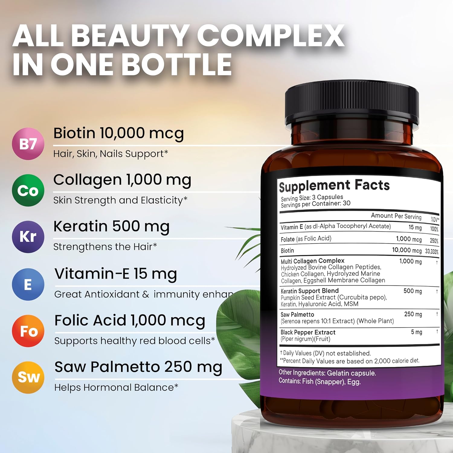 NEW AGE Biotina con Colágeno, Queratina y Ácido Hialurónico - 270 Cápsulas