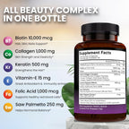 NEW AGE Biotina 10000mcg con Colágeno, Keratina y Ácido Hialurónico - 180 Cápsulas