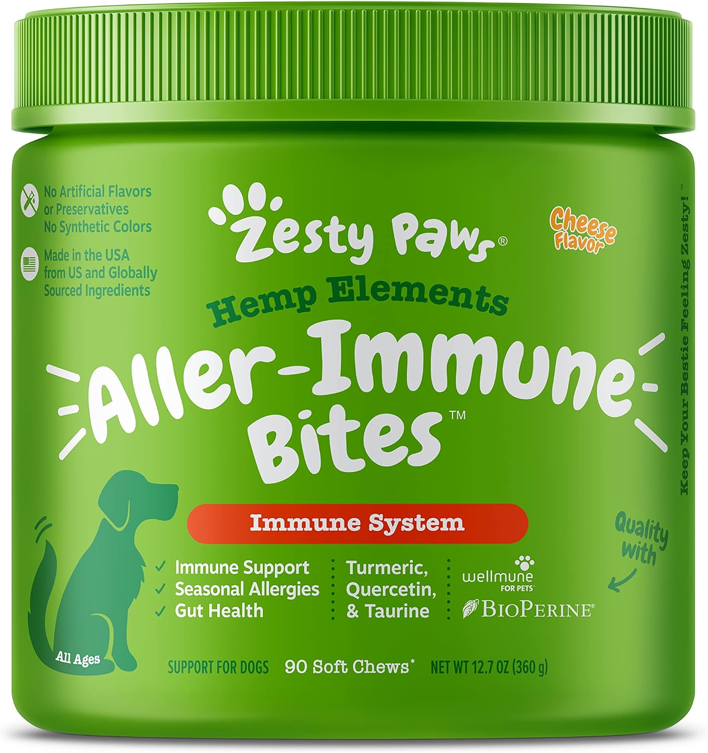 Zesty Paws Allergy Immune Soft Chews + Hemp Seed - 90 Masticables