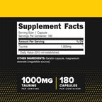 Primaforce Taurina 1000mg Cápsulas, 180 Cápsulas, Suplemento No OGM y Sin Gluten