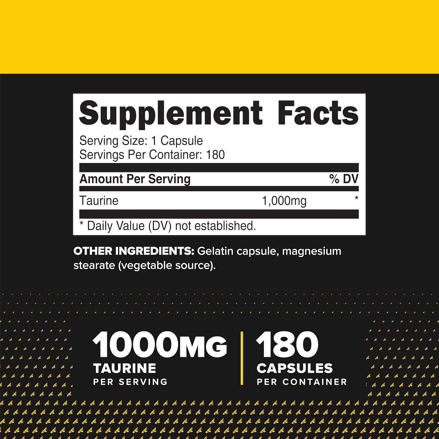 Primaforce Taurina 1000mg Cápsulas, 180 Cápsulas, Suplemento No OGM y Sin Gluten
