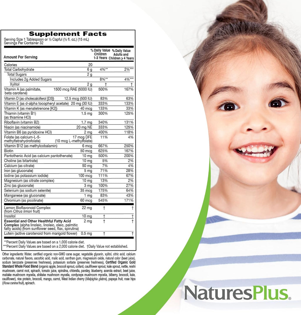 NaturesPlus Animal Parade Gold Children's Liquid Multivitamin - 16 fl oz, Pack of 2 - Natural Tropical Berry Flavor - Gluten Free, Vegan - 64 Total Servings