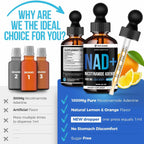 Vita Guard Pure NAD+ Líquido Gotas 1000mg - Fórmula de Nicotinamida - Vegano y No OGM - Sabor Natural a Limón y Naranja