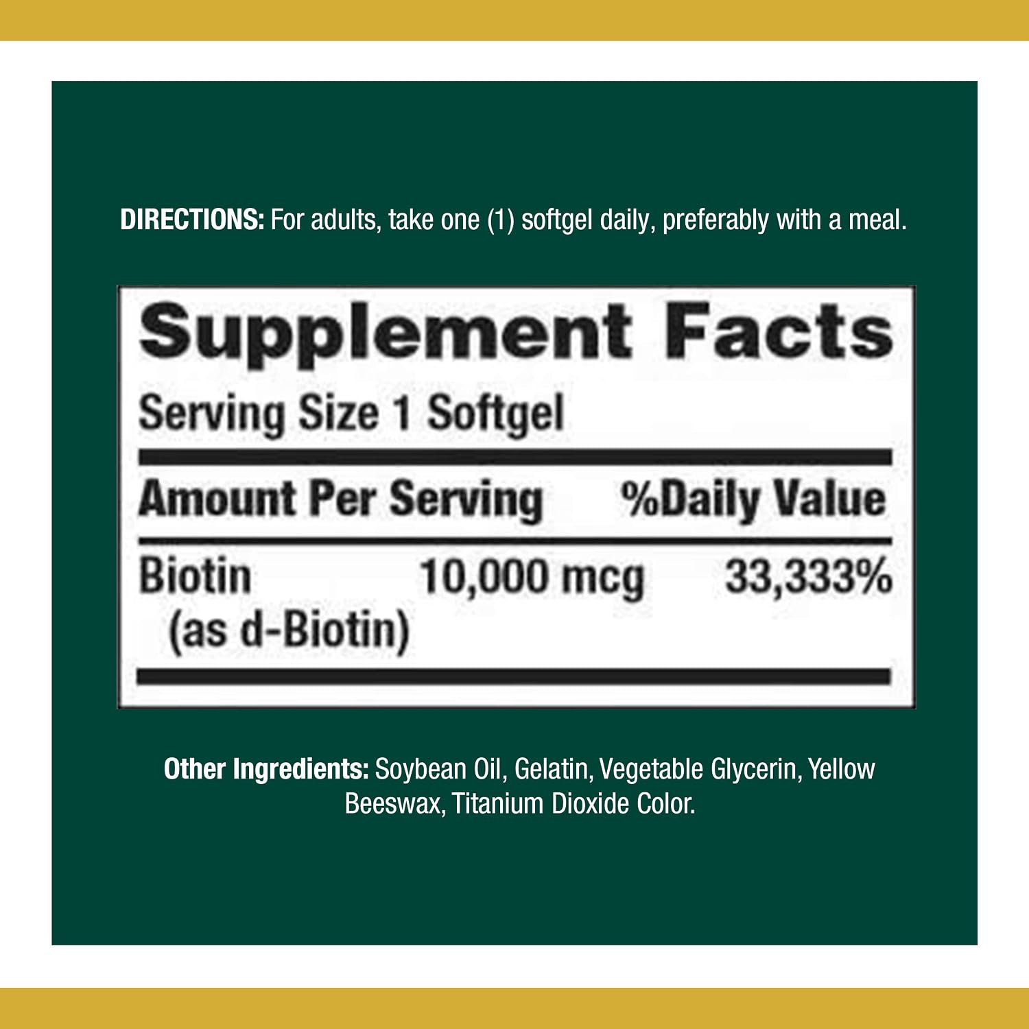 Nature's Bounty Biotina 10.000 mcg, 120 Cápsulas Blandas de Liberación Rápida (Paquete de 10)