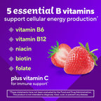 Vitafusion Complejo B Gummies – 60 Gomitas para Adultos con Vitamina C, Sabor Fresa