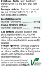 Jamieson Vitamina B2 (Riboflavina) 100 mg, 100 comprimidos