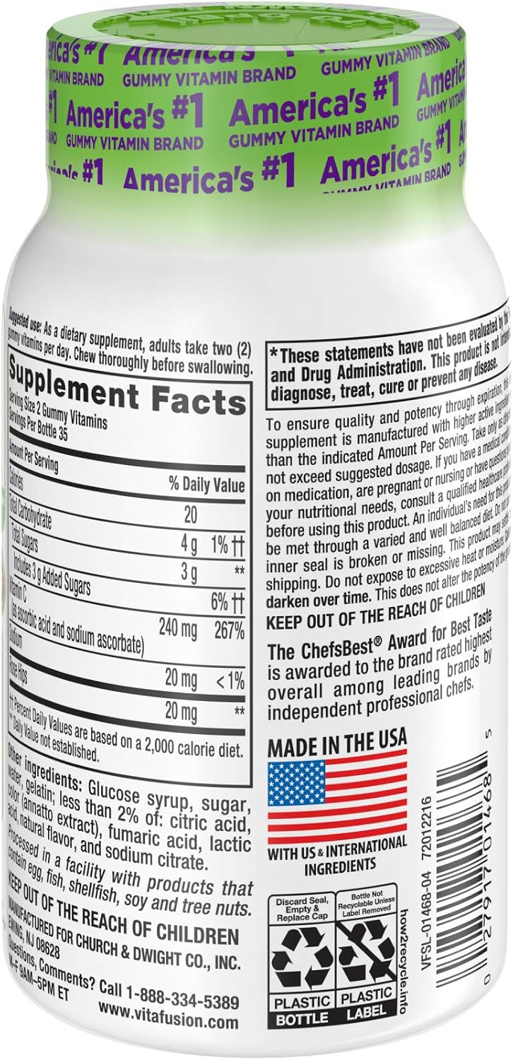 Vitafusion Power C Gomitas de Vitamina C, 70 unidades, Paquete de 3