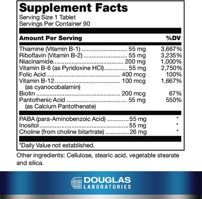 Douglas Laboratories Stress-B-Plus | – Sistema nervioso: Las vitaminas B1, B2, B6, B12 y la biotina contribuyen al – Image 2