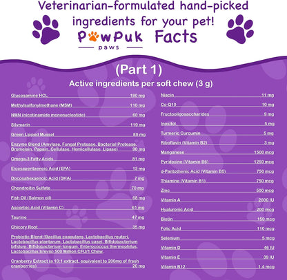 Pawpuk Paws Suplemento Multifuncional para Perros con Silimarina, Mejillón de Labio Verde, Glucosamina, MSM, Aceite de – Image 4