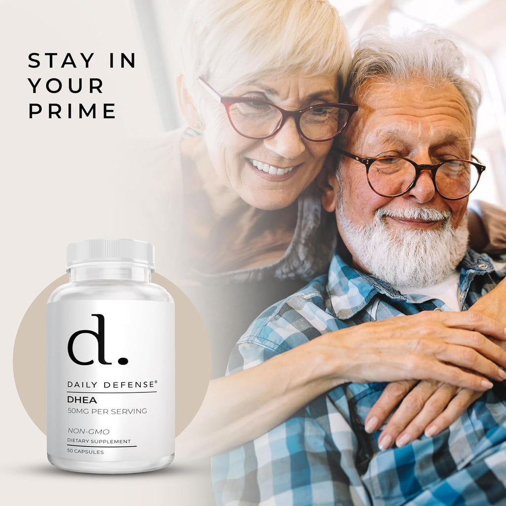 Daily Defense DHEA 50mg para Hombres y Mujeres – 50 Cápsulas