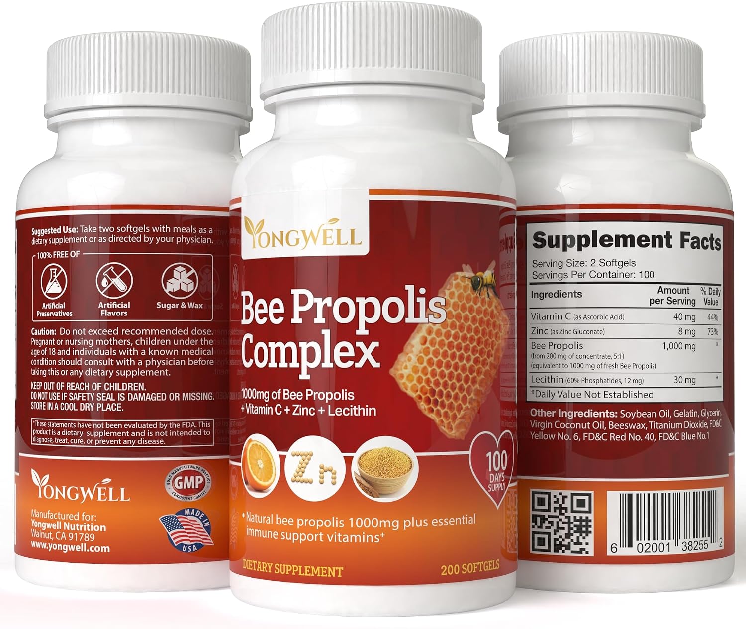YongWell Super Bee Propolis Complex - Complejo de Propóleo de Alta Concentración (200 Cápsulas)