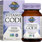 Garden of Life Vitamin Code Raw Prenatal Multivitamínico para Mujeres con Hierro, Ácido Fólico, Probióticos y Nutrientes de Alimentos Integrales – Apoyo Inmunológico y Energía Celular, No-GMO, Sin Gluten, Kosher, 60 Días de Suministro