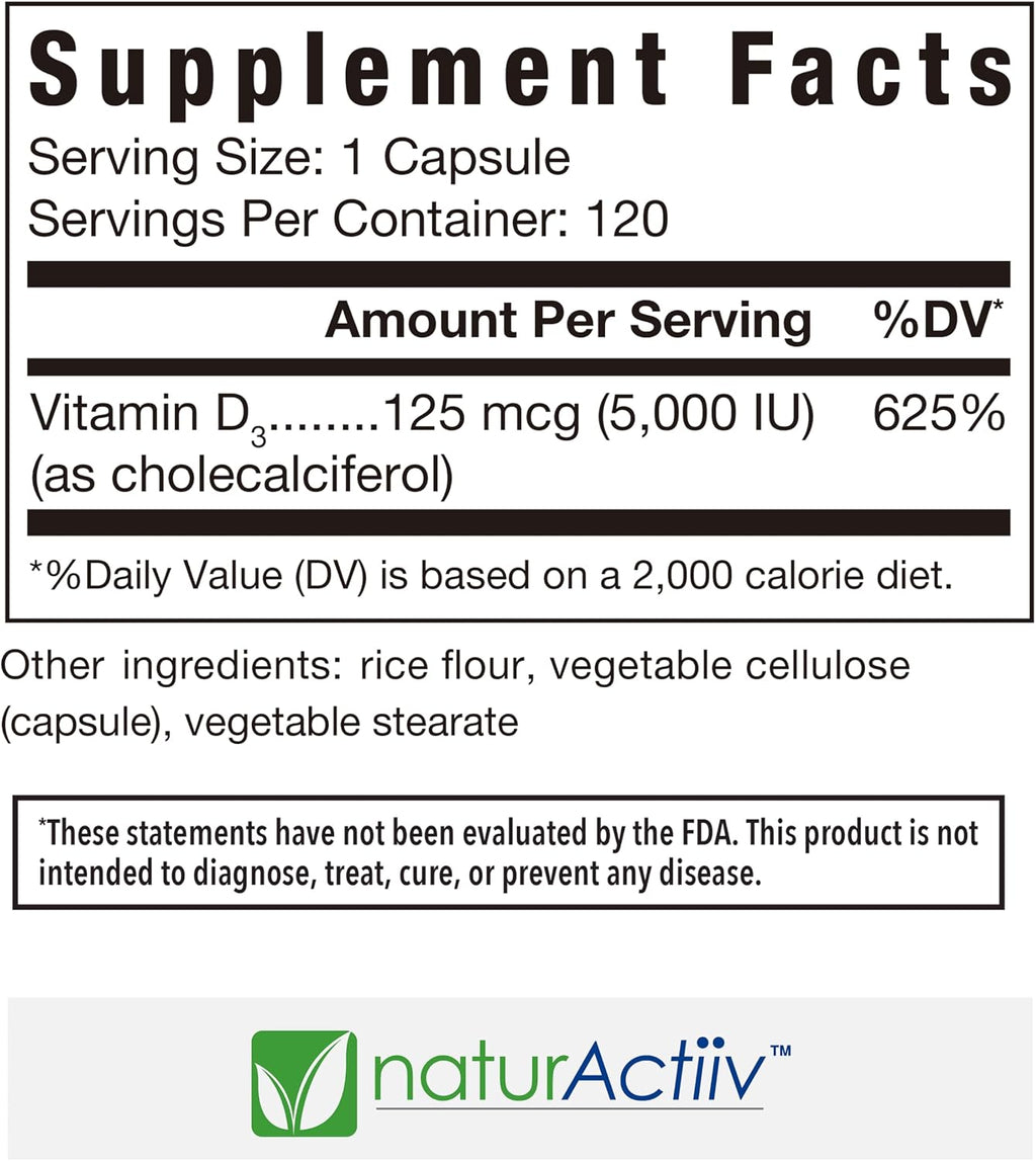 naturActiiv Organic Vitamin D3 125 mcg (5000 IU) - Mini-Capsules