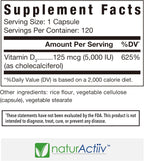 naturActiiv Organic Vitamin D3 125 mcg (5000 IU) - Mini-Capsules