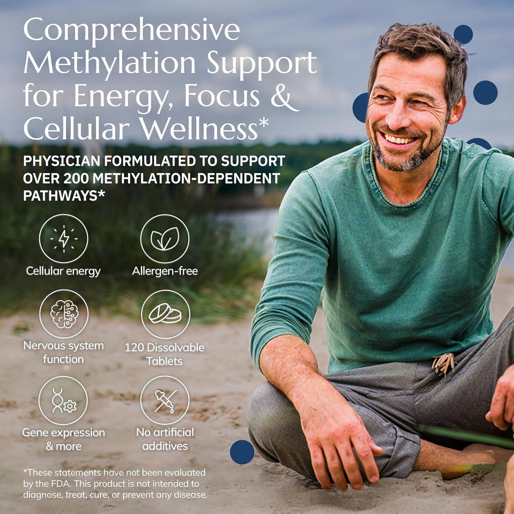 Neurobiologix Methylation Complete, Complejo B Metilado con Metilfolato, Vitamina B12 y B6, 120 Tabletas Masticables