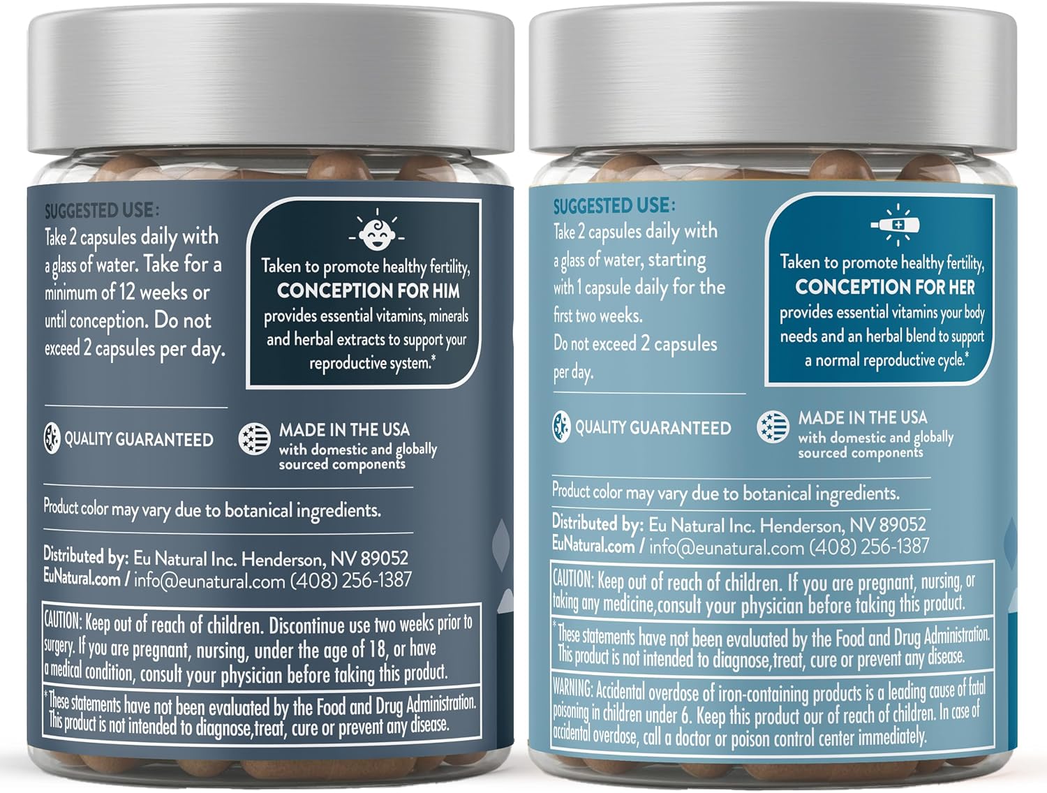 Conception for Her & Conception for Him Bundle - Suplementos de Fertilidad para Parejas - 120 Cápsulas Vegetarianas