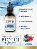 Carlyle Biotina Líquida 10000mcg | 59 ml | Gotas de Alta Concentración | Suplemento Vegetariano, No GMO, Sin Gluten