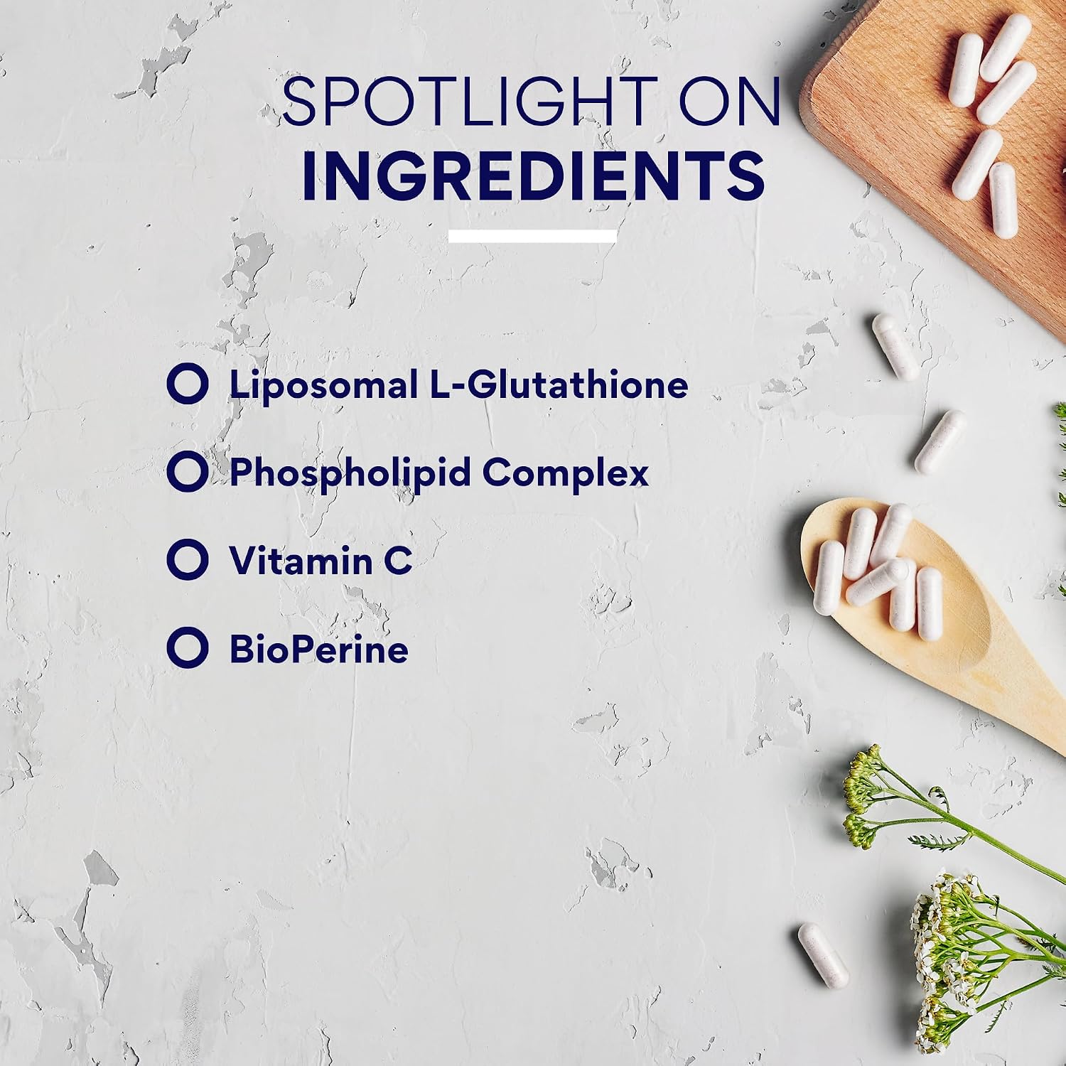 Research Verified® Glutatión Liposomal 500mg con Complejo Fosfolípido, Vitamina C y Bioperine® - 60 Cápsulas Veganas