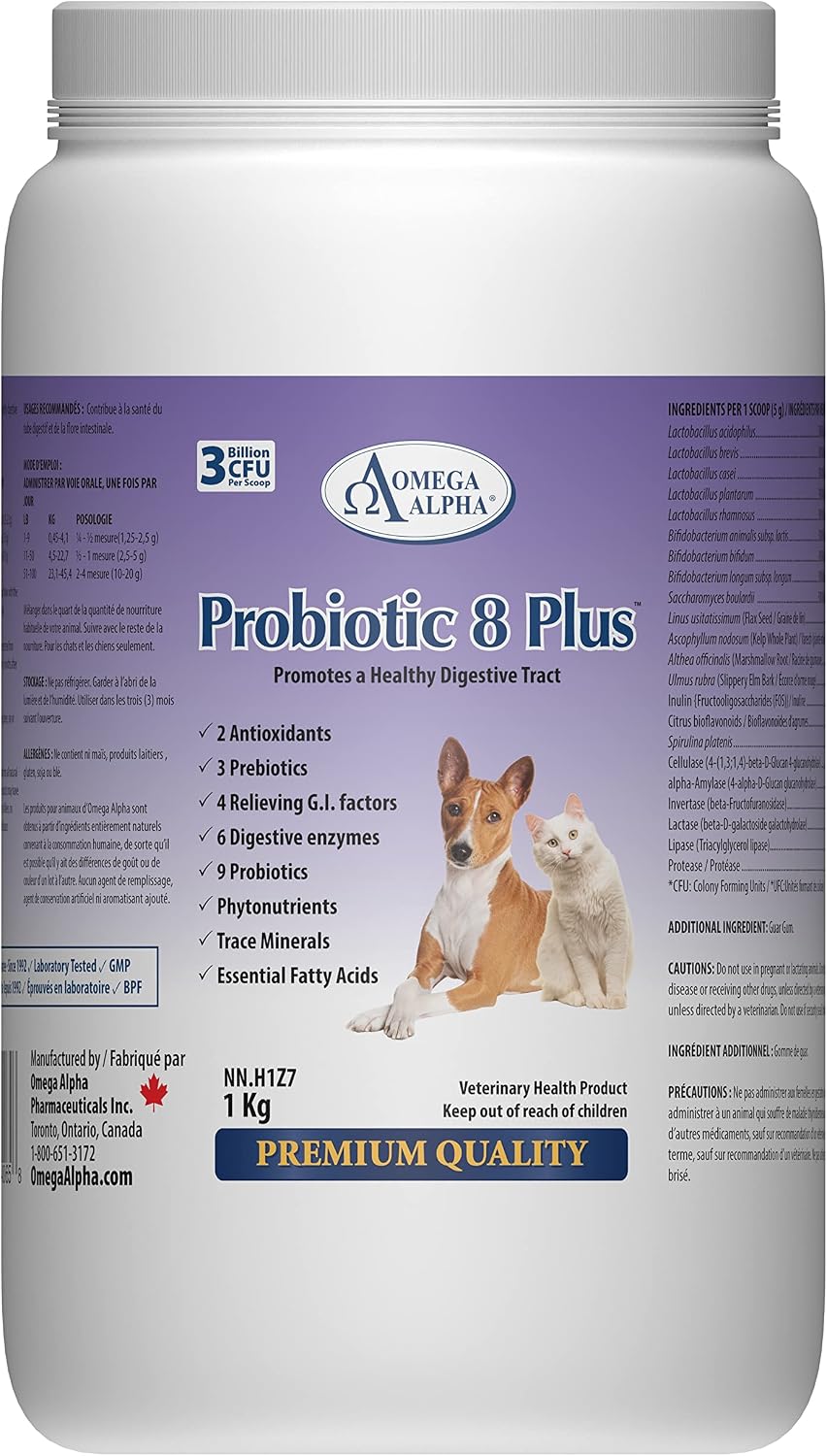 Probiotic 8 Plus Probióticos para Perros y Gatos | Enzimas y Fibra Digestiva | 1 kg