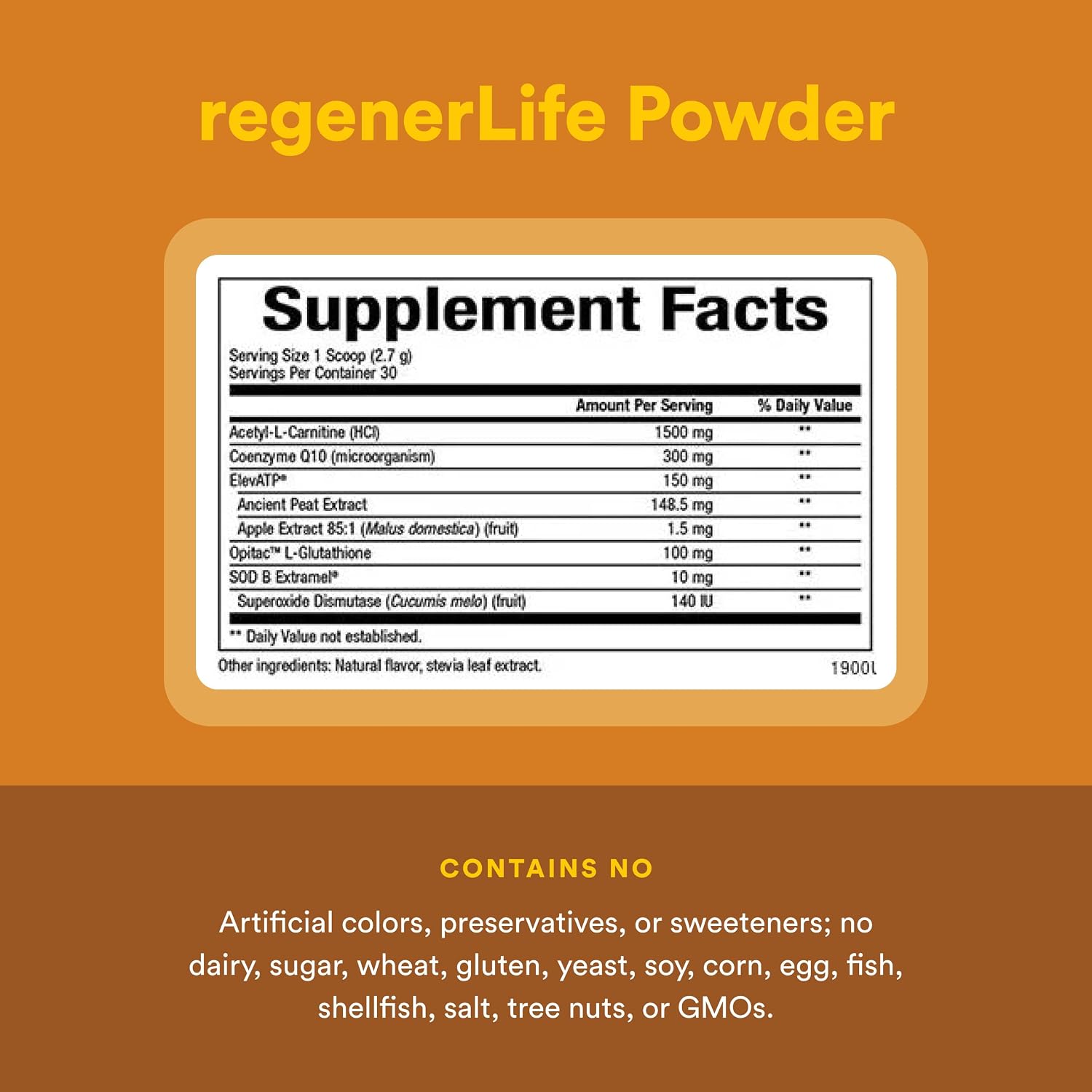 Natural Factors RegenerLife Powder - Mezcla para bebida de apoyo a la energía celular - Sabor tropical - 81 g