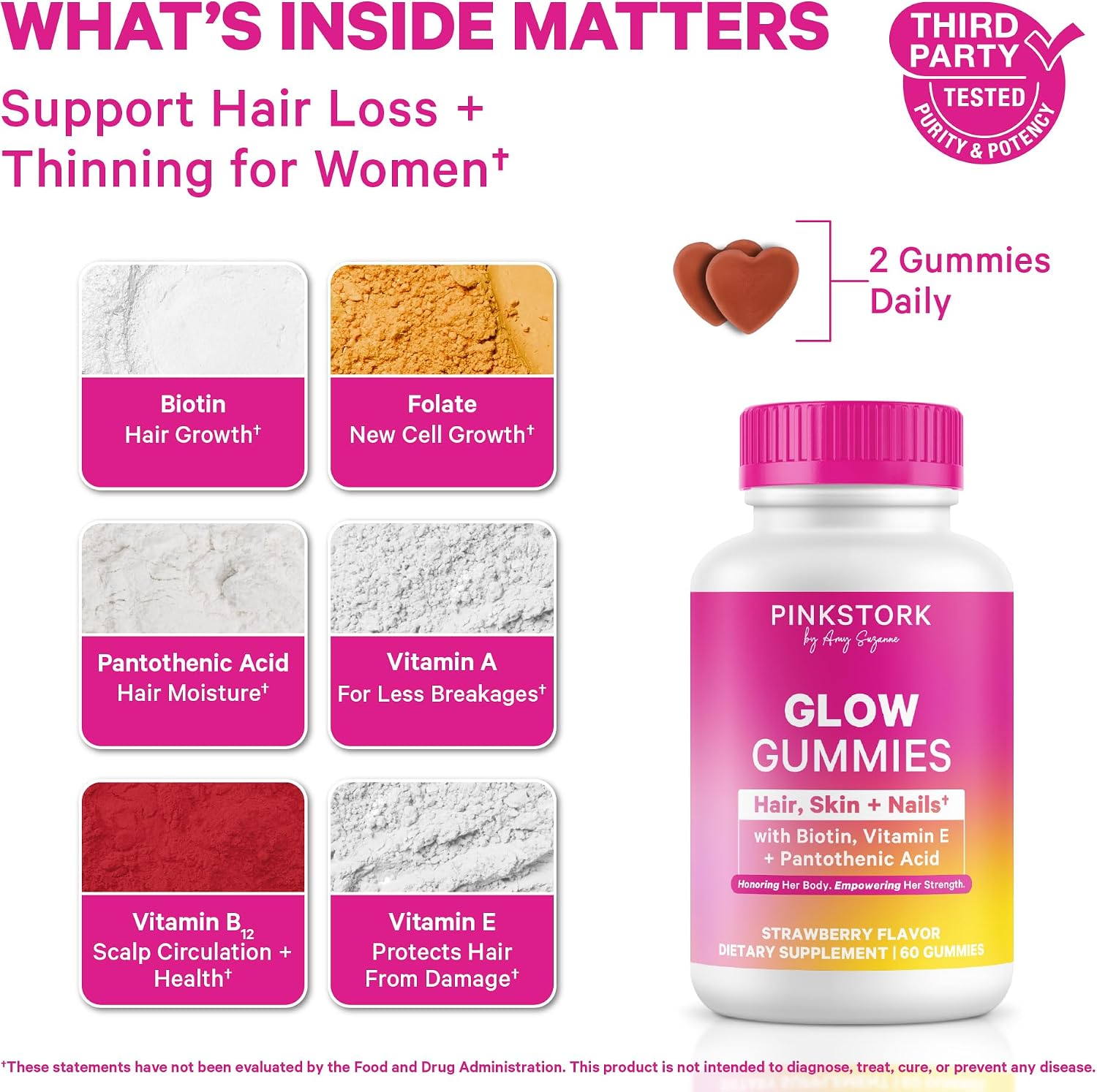 Total Glow Gummies para Mujer – Complemento de Biotina y Vitaminas para Cabello, Piel y Uñas – 60 Gummies de Frutos Rojos