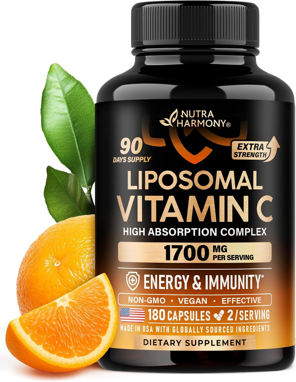 Liposomal Vitamin C 1700 mg | Fórmula de Alta Absorción | 180 Cápsulas