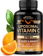 Liposomal Vitamin C 1700 mg | Fórmula de Alta Absorción | 180 Cápsulas