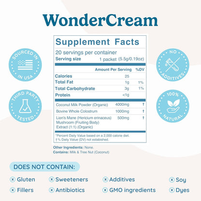 WONDERCOW WonderCream - Suplemento Cremoso con Calostro Bovino y Melena de León Orgánica – Image 2