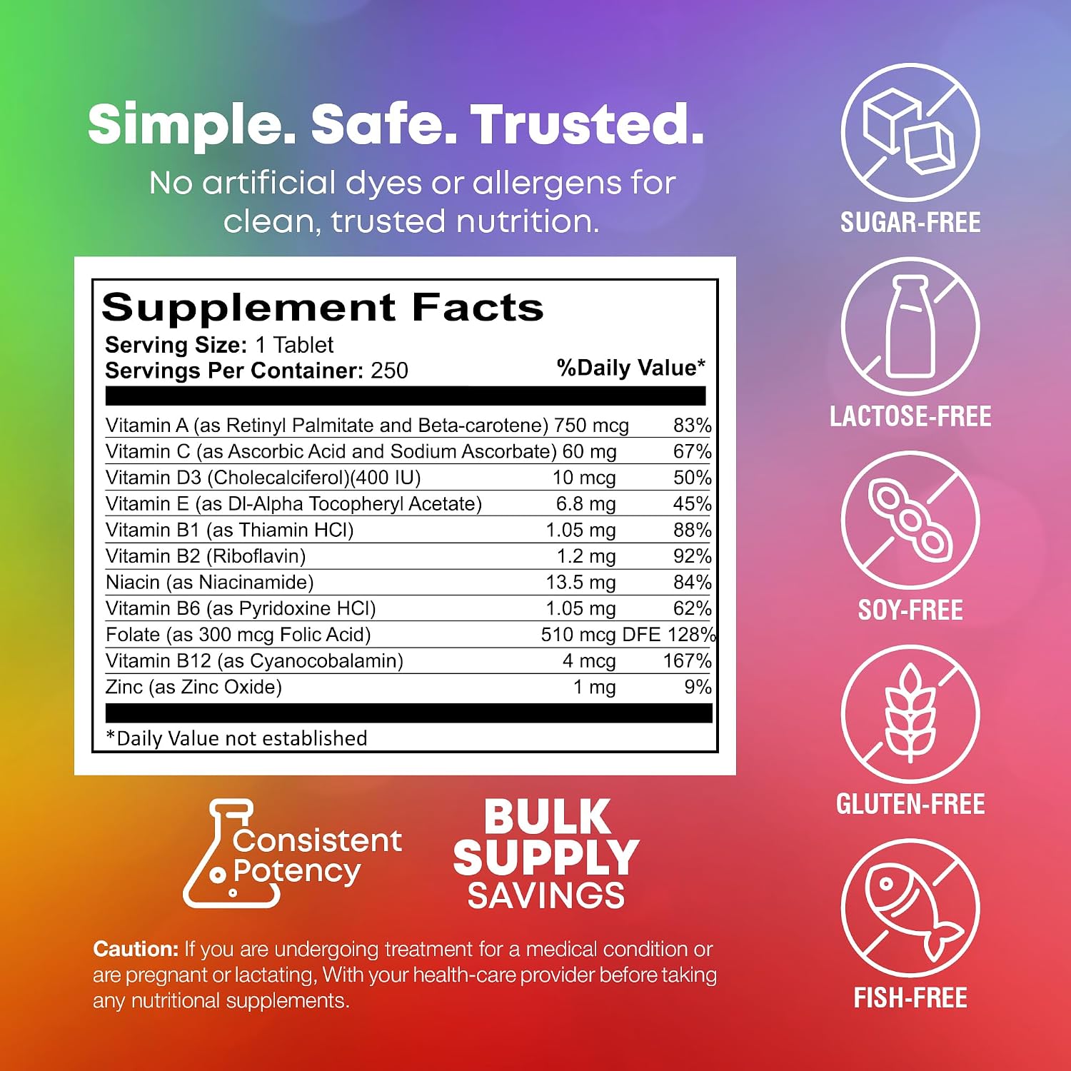 NutraBulk Niños Multivitamínico Masticable - 250 Tabletas Sabor Cereza