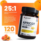 Ayorish Extracto de Albaricoque 25:1, 500 mg por Cápsula, 1000 mg por Ración - 120 Cápsulas
