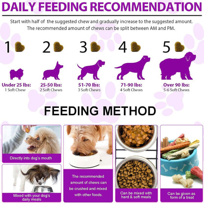 Masticables Multivitamínicos 15 en 1 para Perros con Glucosamina y Probióticos – 150 unidades