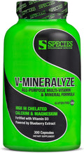 Species Nutrition V-Mineralyze Complete Multivitamin with Vitamin C, D3, Chelated Minerals, and Cranberry Extract - 300 Capsules