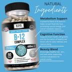 Kaya Naturals Complejo B-12 - Multivitamínico para Mujeres y Hombres - 60 Comprimidos