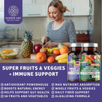 N1N Premium Organic Super Fruits & Veggies + Immune Support - 120 Cápsulas