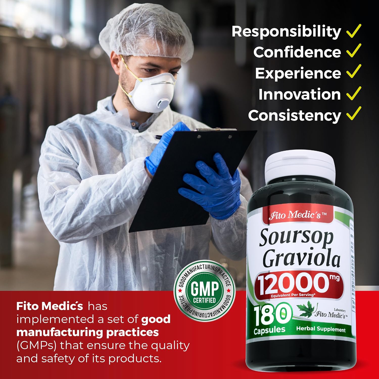 FITO MEDIC'S Lab | Soursop Supplement | Graviola | 180 Cápsulas