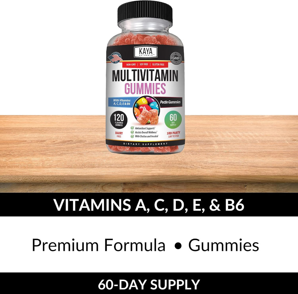 Kaya Naturals Multivitamínico en Gominolas para Adultos, 120 gominolas, Sabor Fresa