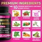 Zolotus Myo-Inositol & D-Chiro Inositol - Suplemento con Hierbas, 90 Cápsulas