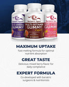 Pack Triple de Multivitamínicos Bariátricos - Gominolas Multivitamínicas, Vitamina D3 y Cabello