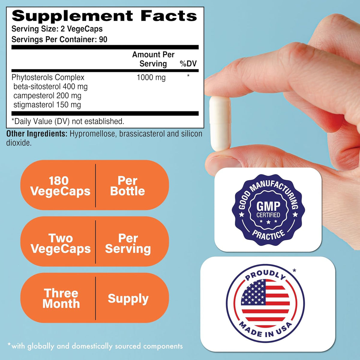 Health Thru Nutrition Ultra Strength Beta Sitosterol | 1000mg Fitoesteroles Complejo 400mg Beta | No Transgénico Vegano (180 – Image 2
