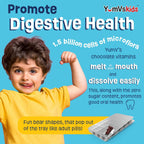 YUM-V'S Probióticos para Niños Ositos de Chocolate - Suplemento Probiótico con 1.000 Millones de UFC y Fibra Prebiótica - Sin Azúcar - 60+60 Unidades
