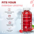 nETiXER Biotin Gummies 5000 mcg | Multivitamin Gummies | Vitamins A C D E B6 B12 with Zinc | Strawberry Flavor | Vegan | Individually Wrapped | 60 Count