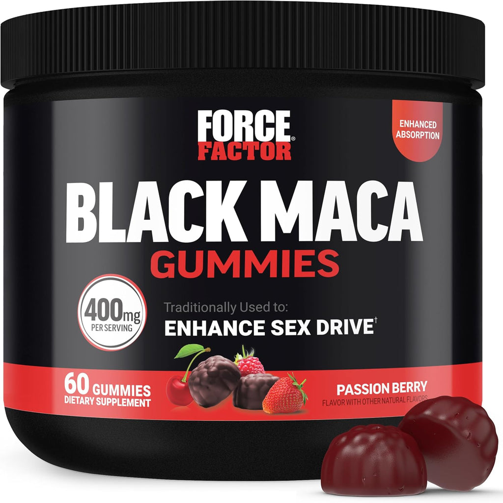 Force Factor Black Maca Gummies - Gominolas de Maca Negra con BioPerine y Selenio