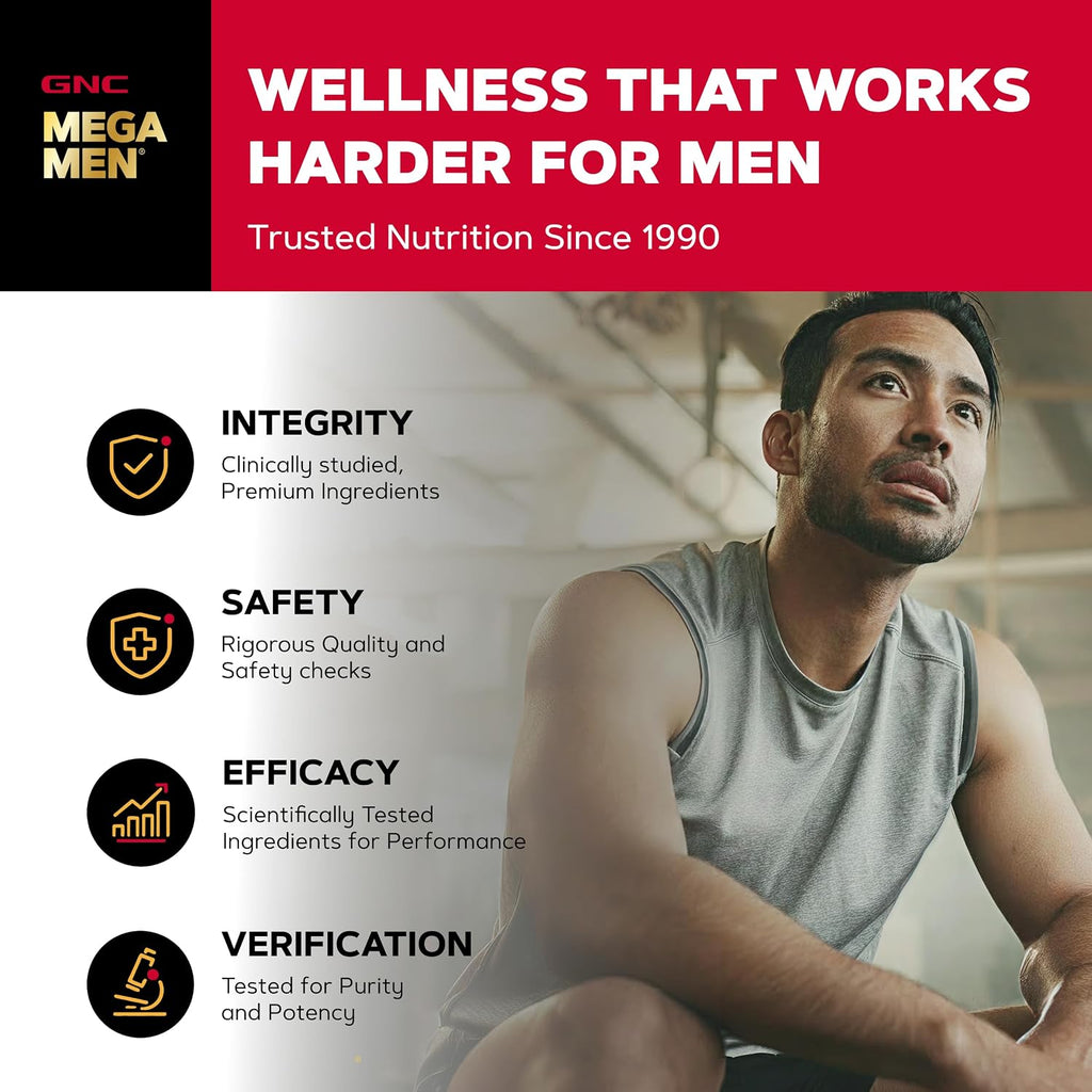 GNC Mega Men Multivitamínico en Gomitas para Hombres - Energía, Metabolismo e Inmunidad, Sabor Frutos Rojos, 120 Gomitas