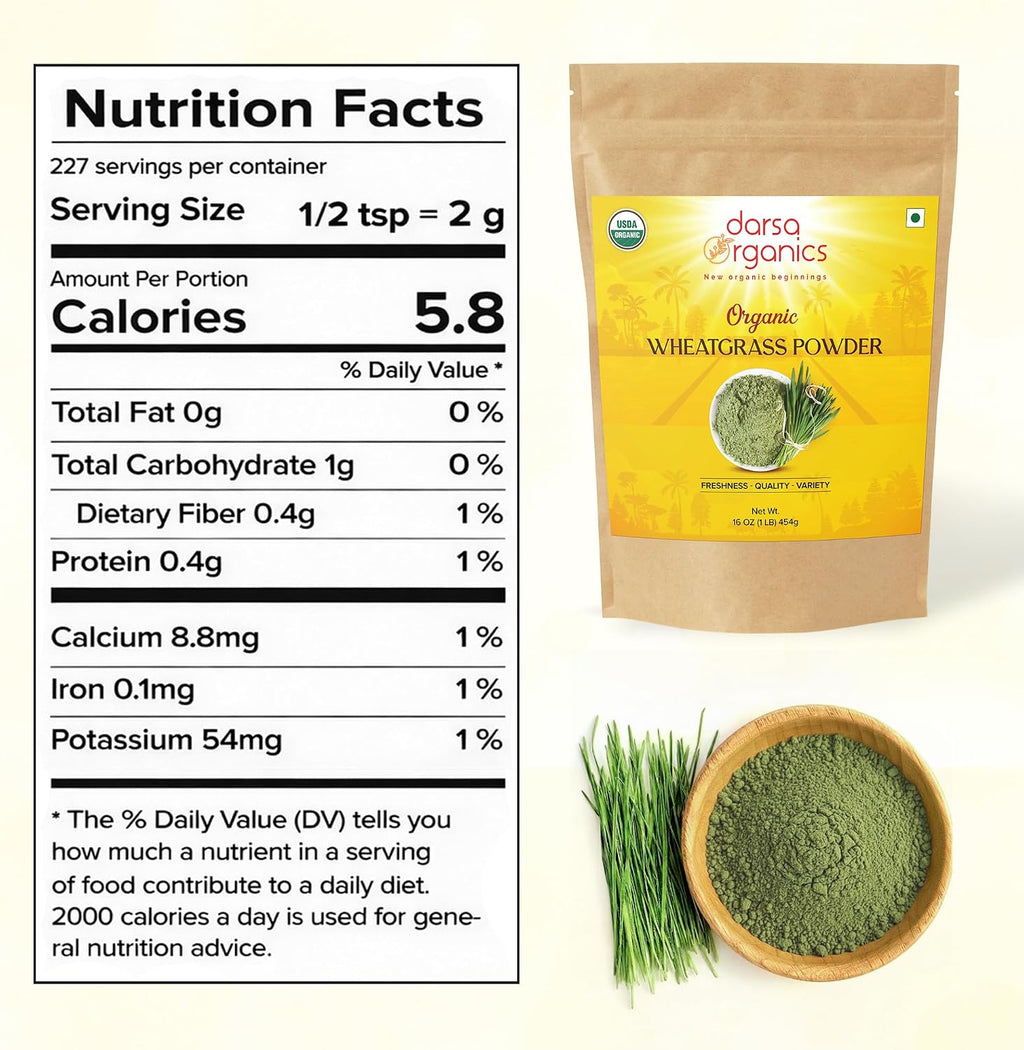 Darsa Organics Polvo de Hierba de Trigo Orgánico (1 lb)