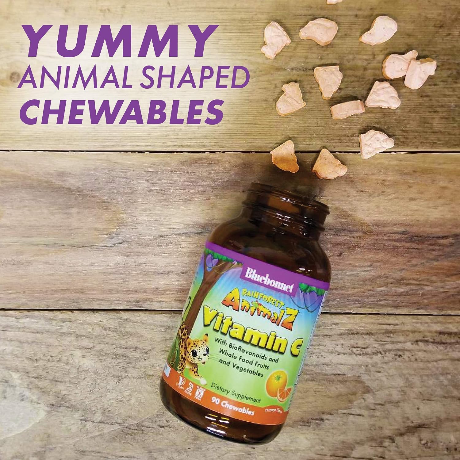 Bluebonnet Nutrition Rainforest Animalz Vitamina C, 90 comprimidos masticables