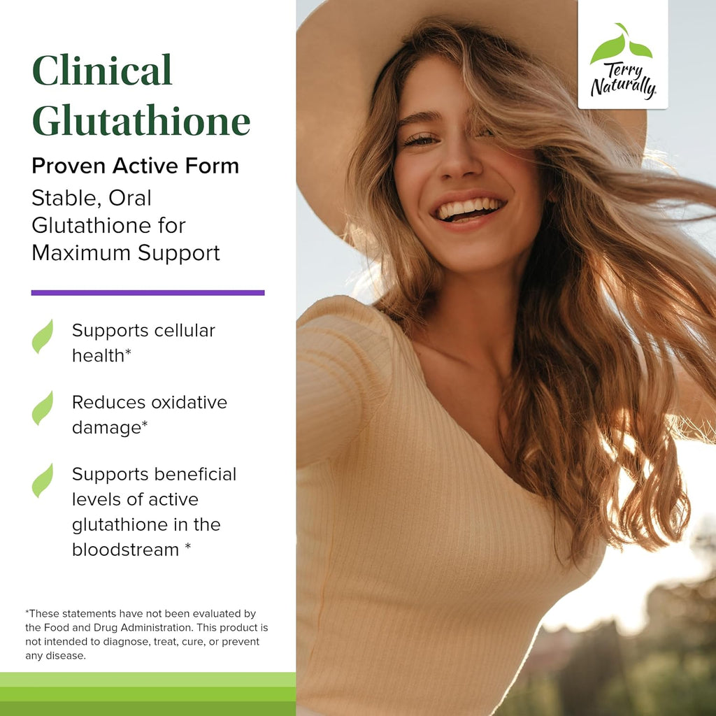 Terry Naturally Clinical Glutathione - Suplemento Antioxidante con L-Glutation - Alta Absorción - 60 Comprimidos Bucodispersables (Pack de 2)