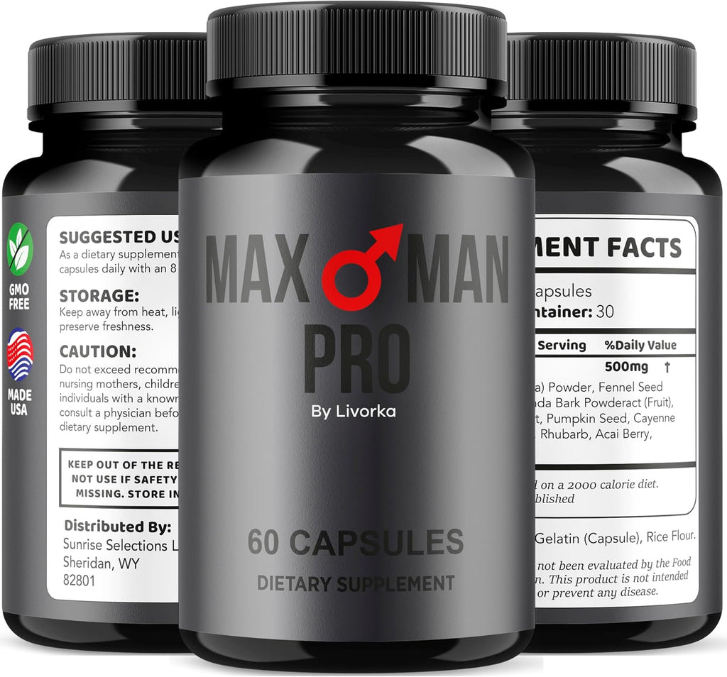 MaxMan Pro Dietary Supplement Capsules - 60 Cápsulas para 1 Mes